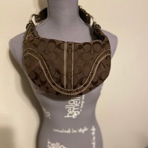 Brown Coach Hobo "C" Pattern small purse